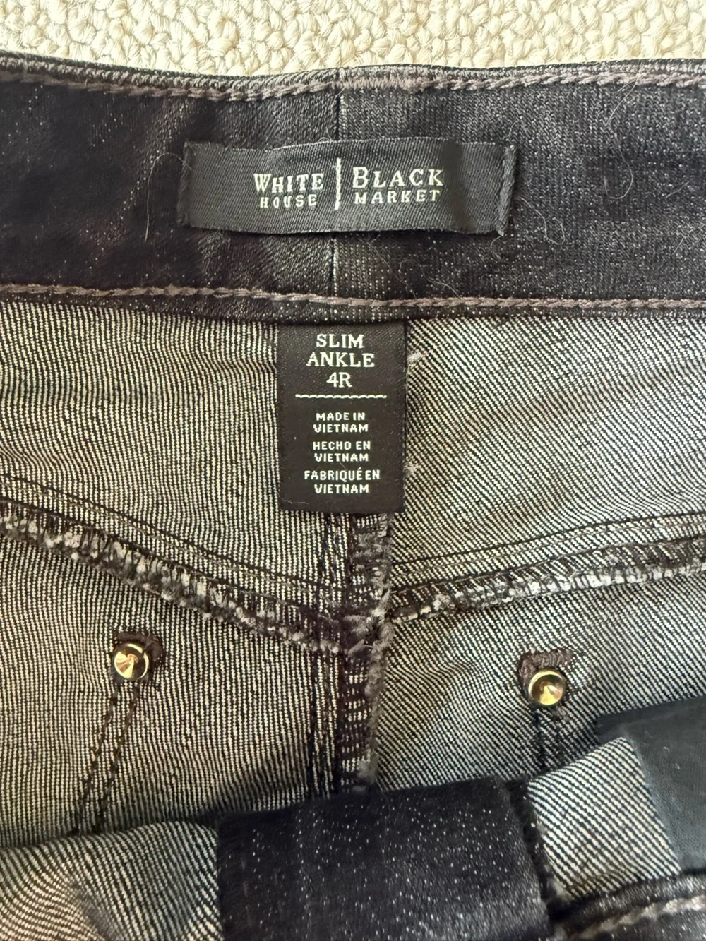 White House Black Market Black Slim Leg Jeans with Beaded Detail 4